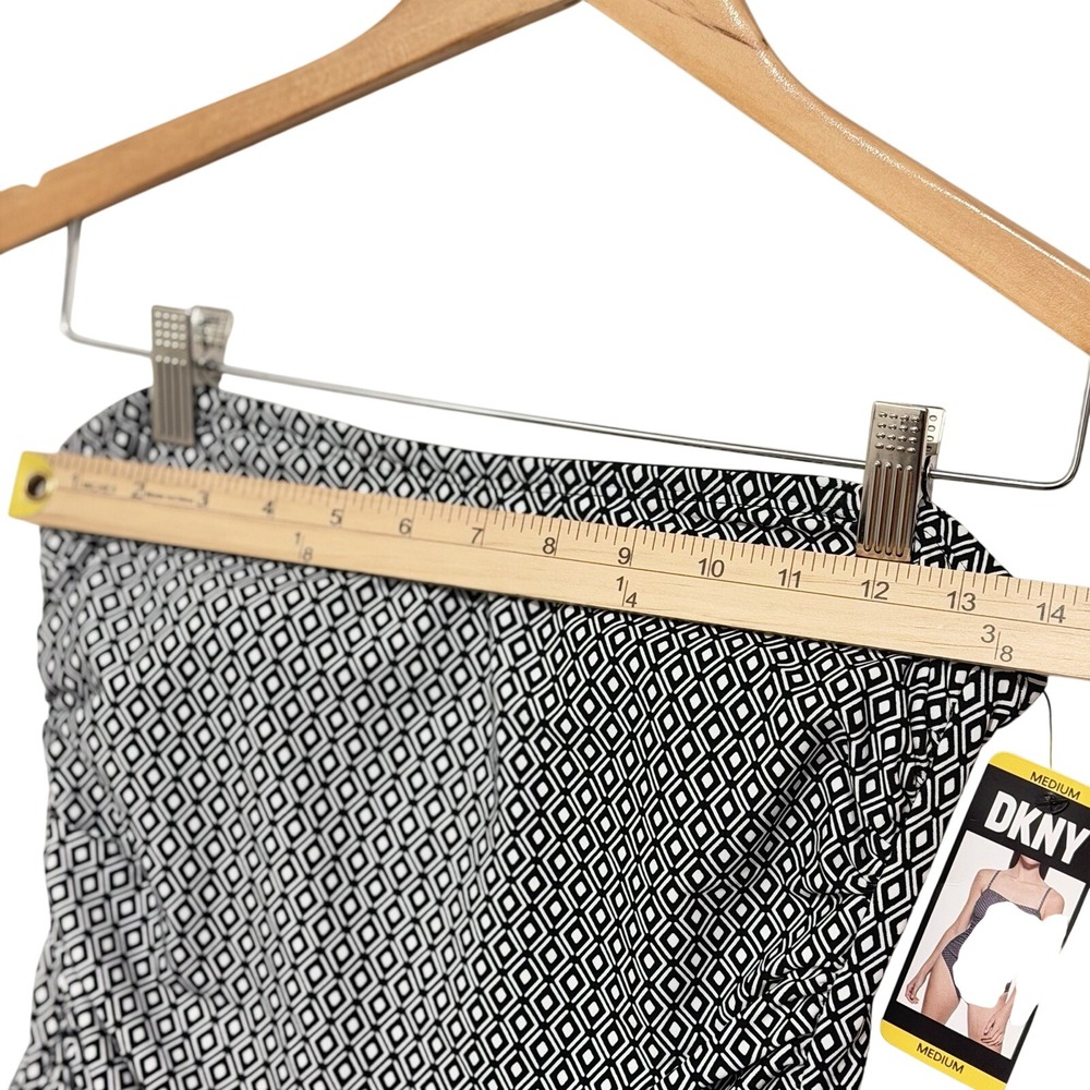 NWT DKNY Strapless Shirred One-Piece Swimsuit, Black White Geo, Sz M, MSRP $118 - Picture 6 of 10